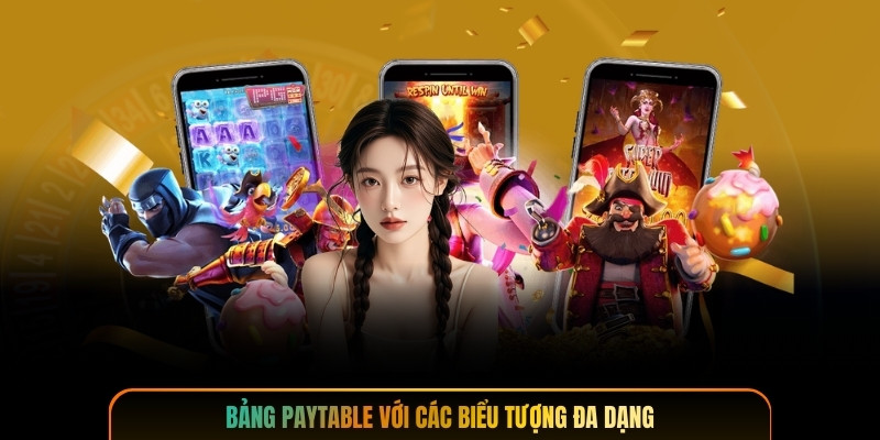 Bảng paytable với các biểu tượng đa dạng